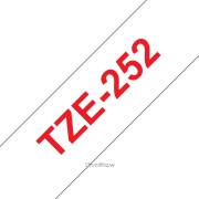 Fita laminada compatível Brother tze252 - texto vermelho / fundo branco - 24mm x 8m